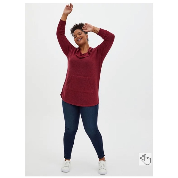NEW Torrid 4 Super Soft Plush Dark Red Cowl Neck Tunic - Picture 4 of 8